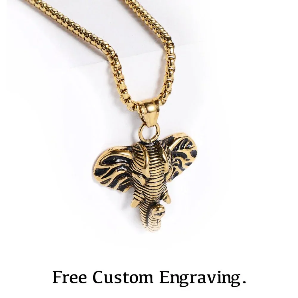 Gold plated elephant pendant with 24" chain included. - Picture 1 of 4